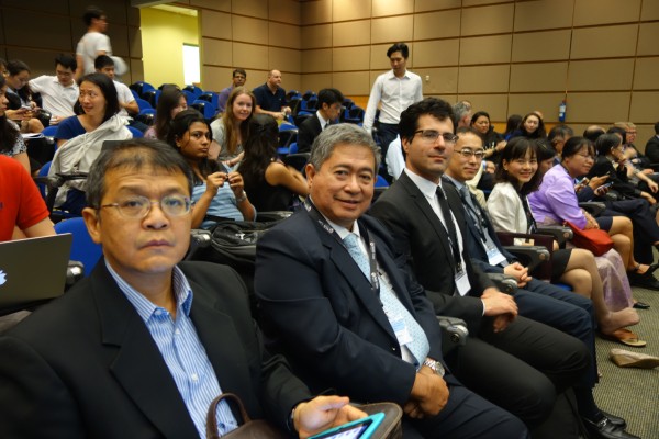 Participants from the symposium waiting for the Lee Kuan Yew Distinguished Visitors lecture by the late Associate Justice of the US Supreme Court The Honourable Antonin Scalia at NUS Law. (From the front) Jakkrit Kuanpoth (Thailand), Ricardo Blancaflor (Philippines) & Roberto Romandini (Germany)